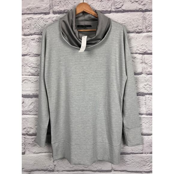 NWT White House‎ Black Market Women’s M Grey Funnel Neck Zip Pullover Chic Cozy - Picture 4 of 12